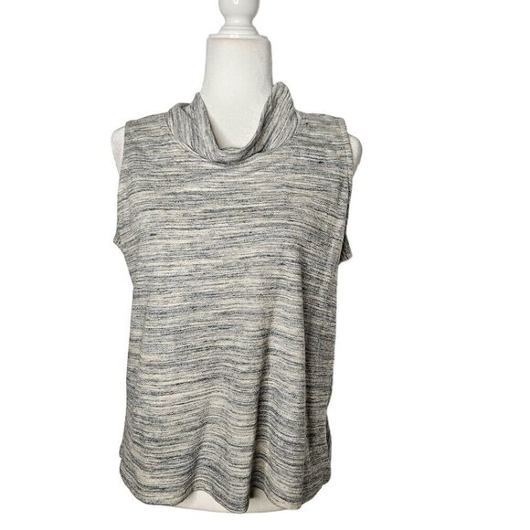 NEW J.Jill Pure Jill Medium Petite French Terry Sleeveless Mock Neck Top Heather - Picture 1 of 8
